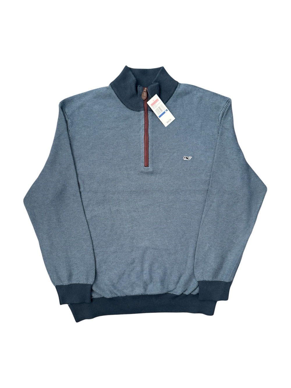 Vineyard Vines Blue Quarter-Zip Sweater with Navy Trim Men’s Size XL New w Tags